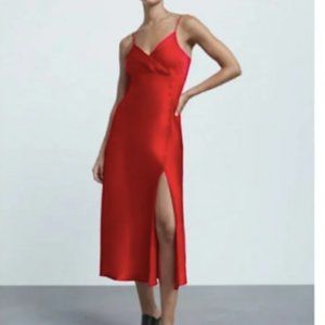 Red Zara midi slip dress - size XL